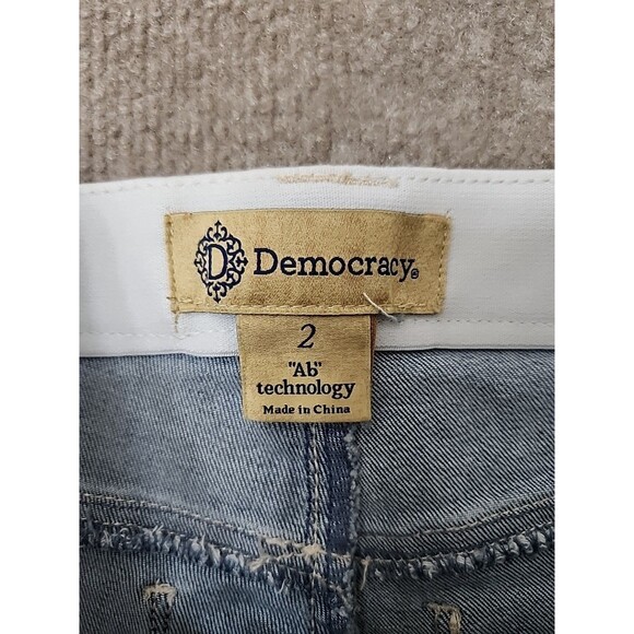 Democracy Ab Technology Ankle Skimmer Jeans Womens 2 Blue Raw Hem Distressed NEW - Picture 9 of 11